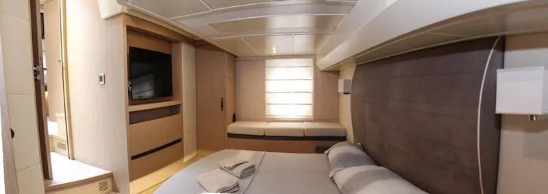 Oxygen Yacht Photos Pics Luxurious cabin interior of 2016 Beneteau Monte Carlo 5 yacht with modern amenities.