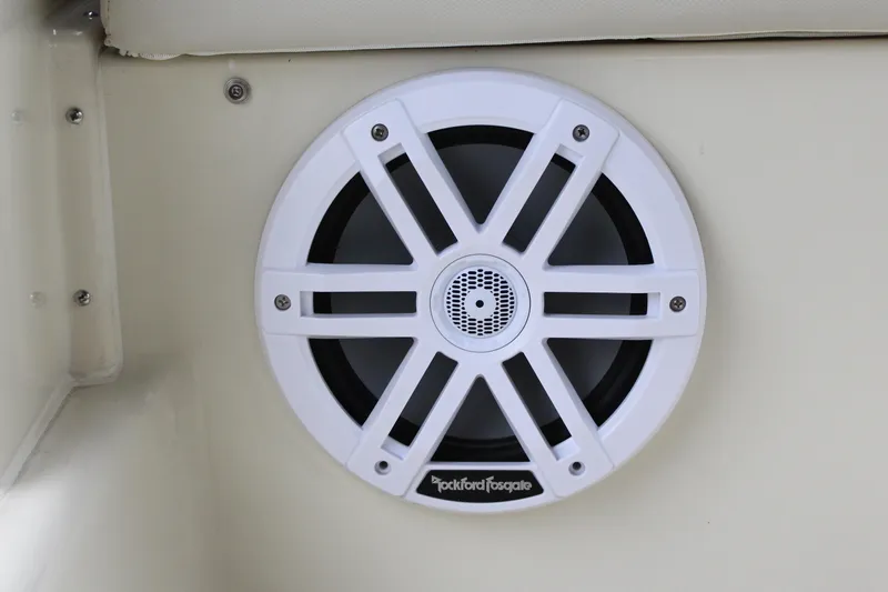 Oxygen Yacht Photos Pics Rockford Fosgate speaker on 2016 Beneteau Monte Carlo 5 yacht interior.