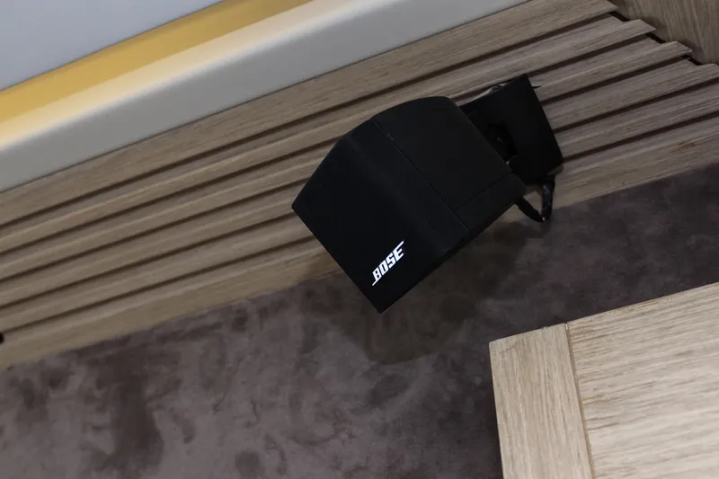 Oxygen Yacht Photos Pics Bose speaker installed on 2016 Beneteau Monte Carlo 5 yacht interior.