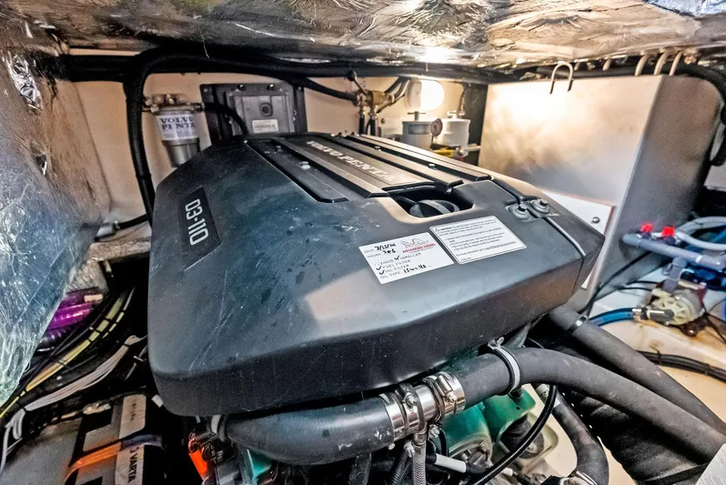 Southwind Yacht Photos Pics Engine room of a 2021 Moody 45 DS sailboat with a D3-110 engine.