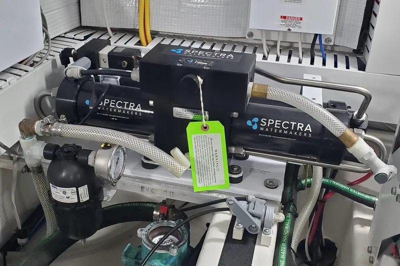 Ripple Yacht Photos Pics Spectra Watermakers system in 2021 Sabre 45 Salon Express yacht engine room.