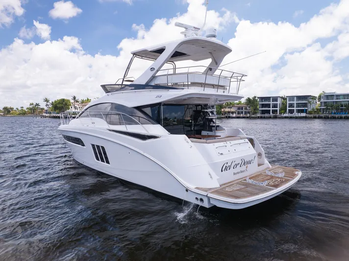 Get'er Done! Yacht Photos Pics 2016 Sea Ray 510 Fly yacht cruising on a sunny day.