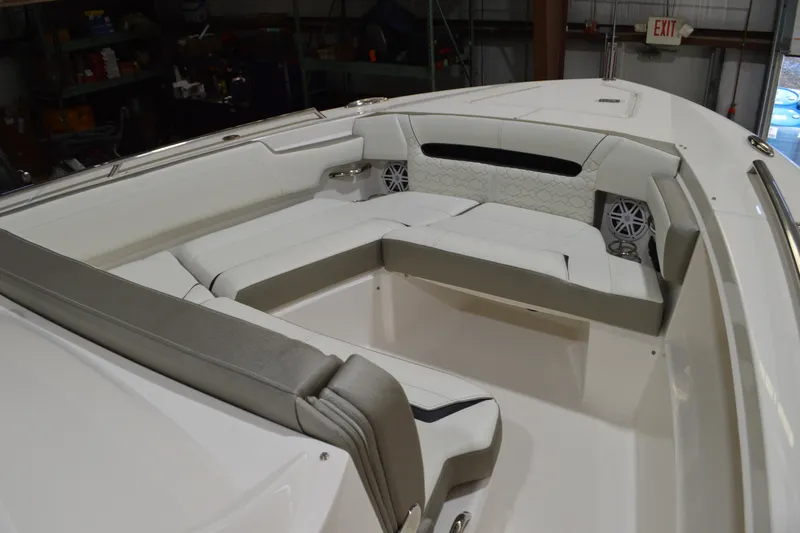 Hopena Yacht Photos Pics 2024 Tiara Yachts 34 LS interior with luxurious seating and modern design.