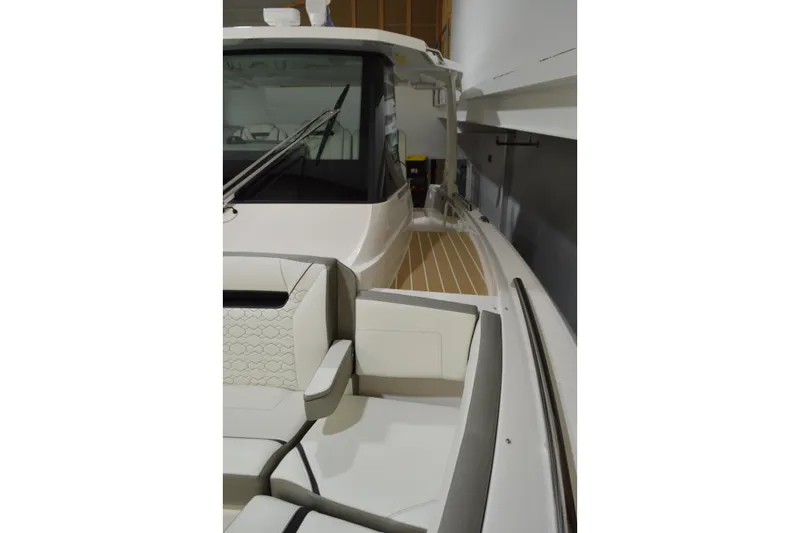 Hopena Yacht Photos Pics 2024 Tiara Yachts 34 LS interior with sleek seating and modern design.