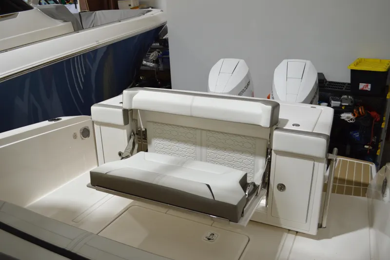 Hopena Yacht Photos Pics 2024 Tiara Yachts 34 LS with luxurious seating and dual outboard engines.