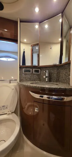  Yacht Photos Pics Luxurious bathroom in 2008 Sea Ray 44 Sundancer yacht with modern fixtures.