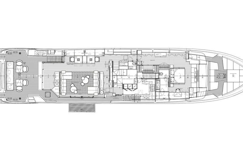  Yacht Photos Pics Floor plan of 2026 Sanlorenzo SL120A yacht, showcasing detailed interior layout.