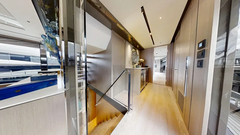 Majic Yacht Photos Pics Luxurious interior of 2023 Sunseeker 100 Yacht with modern design and elegant finishes.