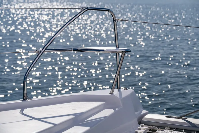  Yacht Photos Pics 2024 Leopard 50 yacht deck with sparkling ocean backdrop.