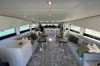 Luxurious interior of 2006 Arno Leopard 31 OPEN yacht with elegant seating and modern decor.