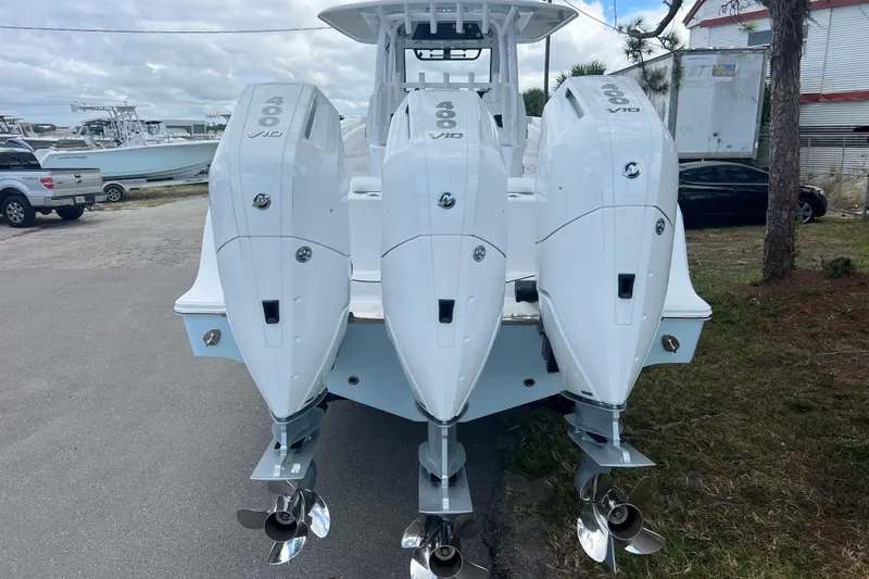  Yacht Photos Pics 2026 Sportsman Open 352 Center Console with triple 400 V10 engines, rear view.