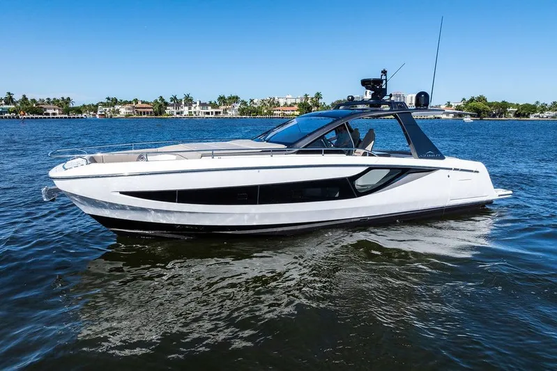  Yacht Photos Pics 2024 Azimut Verve 42 luxury yacht cruising on a sunny day.