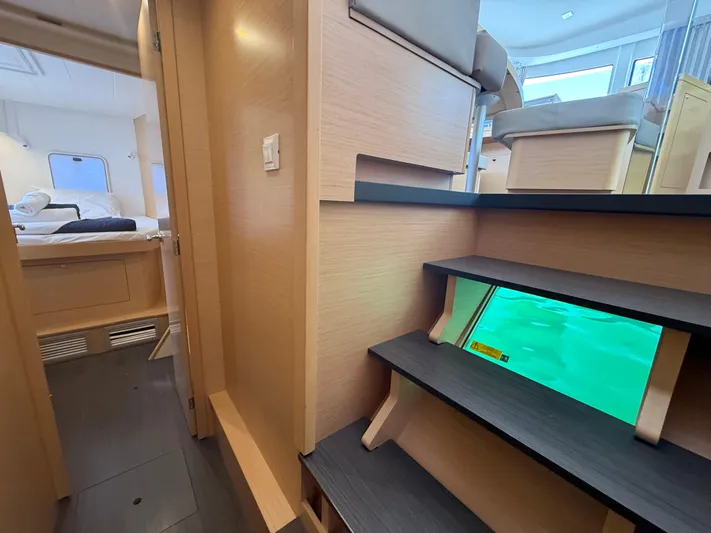La Mer Yacht Photos Pics Interior of 2020 Lagoon 42 catamaran with modern design and underwater view.