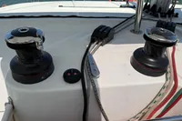 Winches and ropes on a 2020 Lagoon 42 catamaran deck.