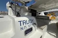 Lagoon 42 catamaran, 2020 model, featuring spacious deck and seating area.