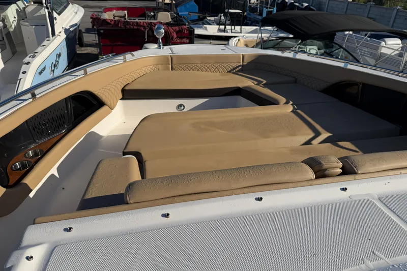  Yacht Photos Pics 2023 Sea Ray Sundancer 370 Outboard with spacious, luxurious tan seating area.