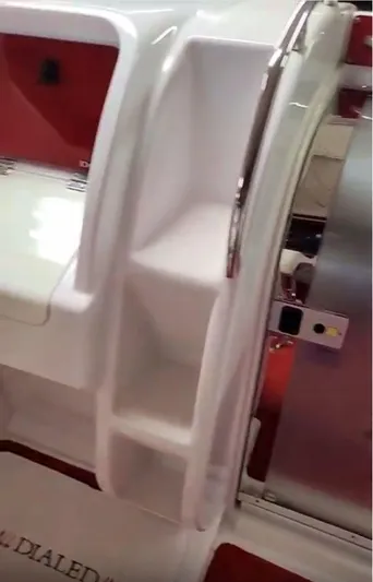  Yacht Photos Pics 2008 Donzi 35 ZR boat interior with sleek white and red design elements.