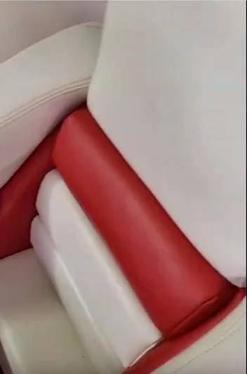 Yacht Photos Pics Red and white seat upholstery in a 2008 Donzi 35 ZR boat.