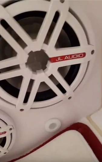  Yacht Photos Pics JL Audio speaker on 2008 Donzi 35 ZR boat interior.