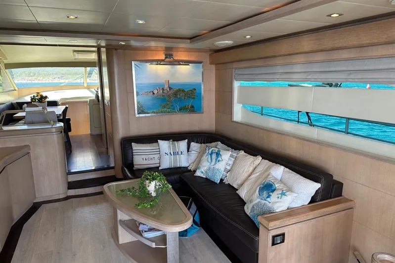M/y Tivella Yacht Photos Pics Luxurious interior of 2009 VZ 68 yacht with elegant seating and decor.