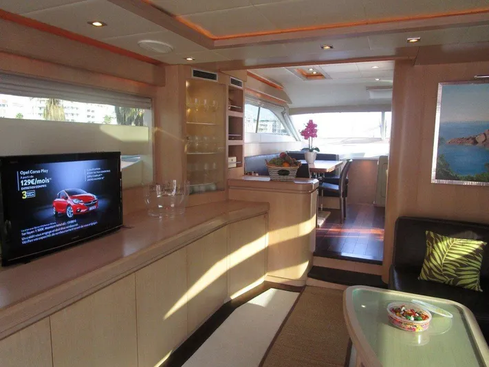 M/y Tivella Yacht Photos Pics Luxurious interior of a 2009 VZ 68 yacht with modern amenities and elegant decor.