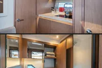 2024 Bavaria Sport 36 Open yacht interior with modern kitchen and bathroom design.