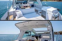 2024 Bavaria Sport 36 Open yacht with luxurious seating and scenic ocean view.