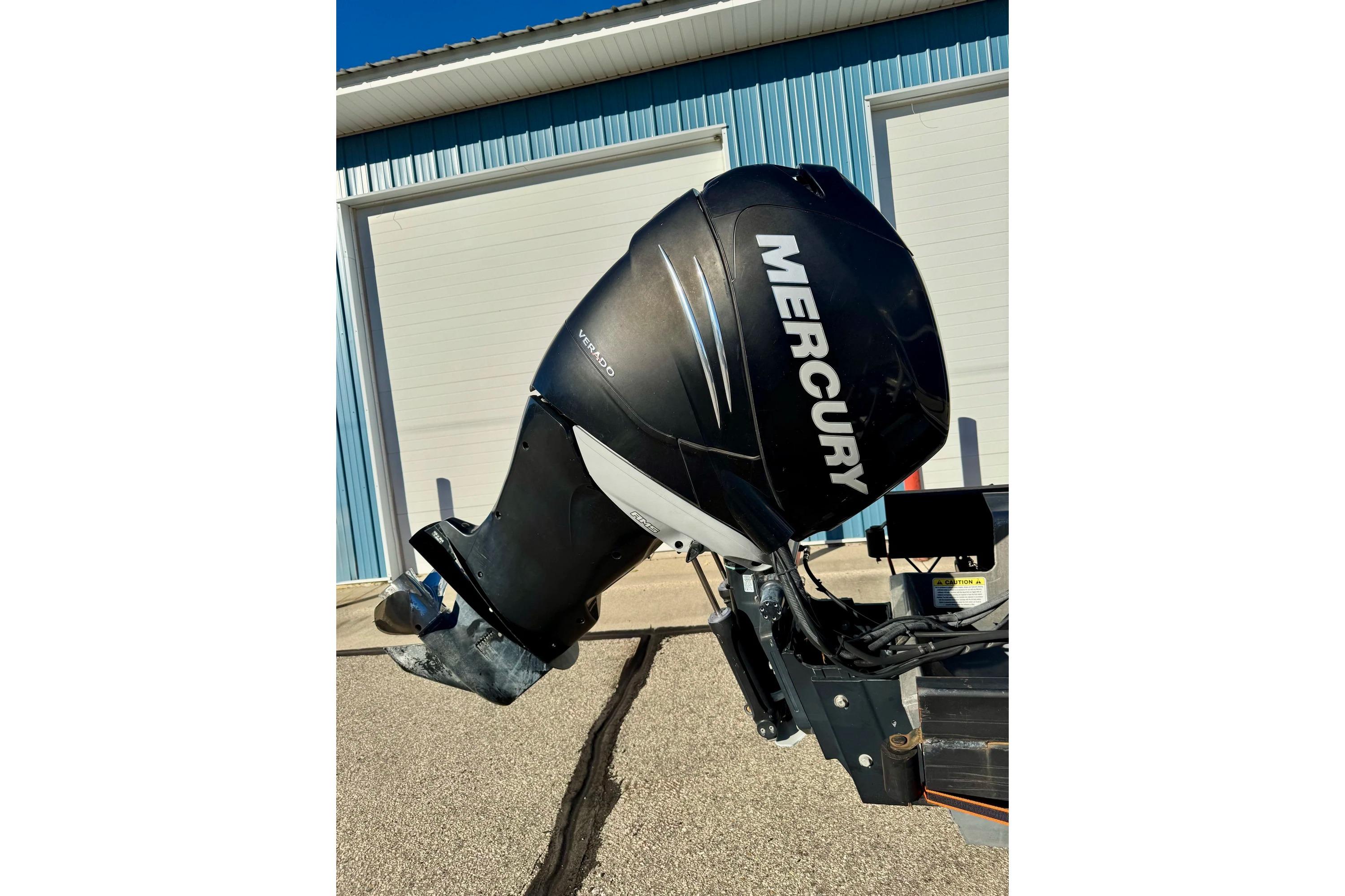 Mercury Verado outboard motor on 2012 Regency Sun Tracker Party Barge.