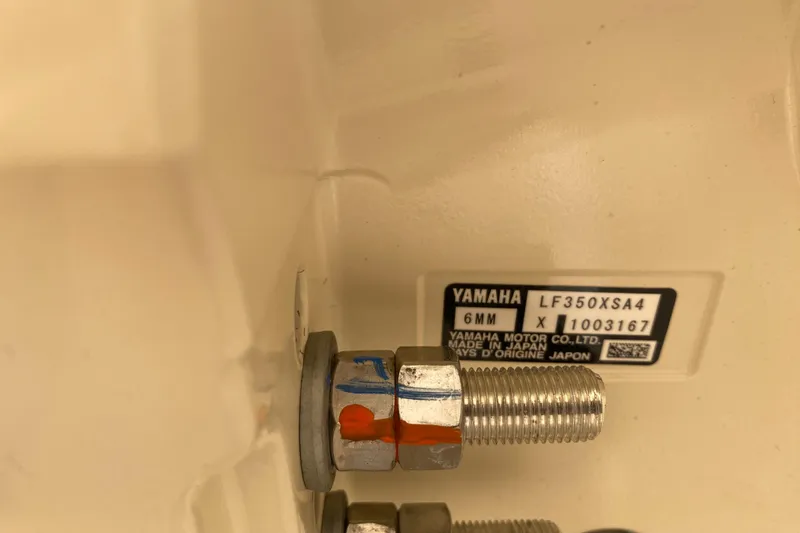  Yacht Photos Pics Yamaha LF350XSA4 engine detail on 2026 Grady-White Canyon 306 boat.