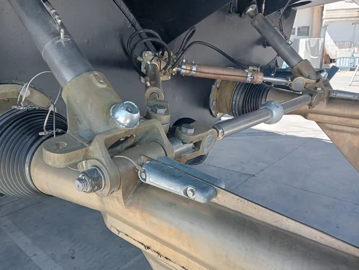 Oxygen III Yacht Photos Pics Close-up of mechanical components on a 2007 Pershing 56 yacht.