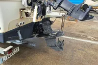 Rear view of a 2000 Bayliner 2052 Trophy Walkaround DX/LX boat on a trailer.