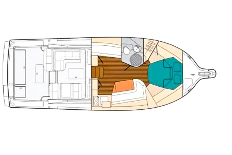 Sommertime Yacht Photos Pics Floor plan of a 2005 Tiara Yachts 3800 Open, showcasing interior layout.