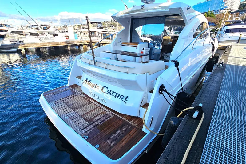 Magic Carpet Yacht Photos Pics Hydraulic Swim Step, Electric Opening Tender Garage in Transom