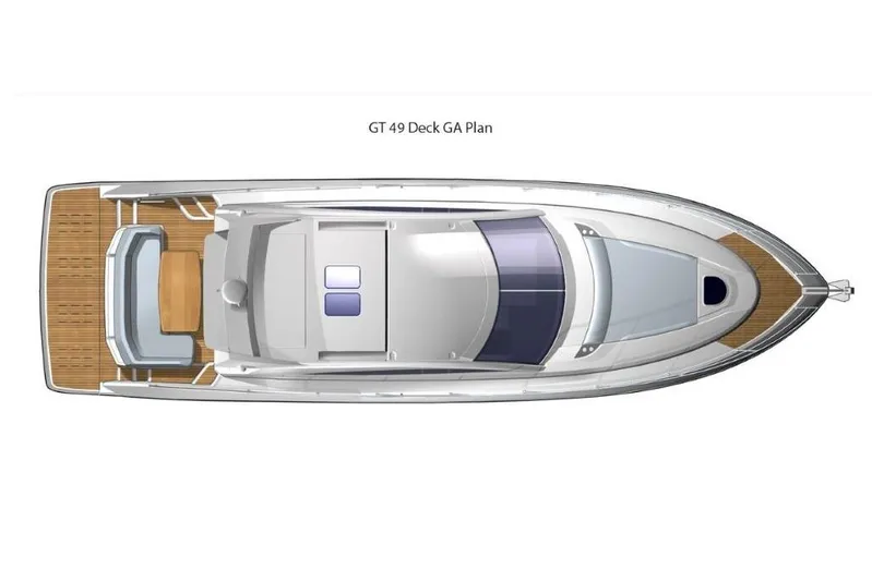 Magic Carpet Yacht Photos Pics Top view of 2015 Beneteau Gran Turismo 49 yacht deck layout.