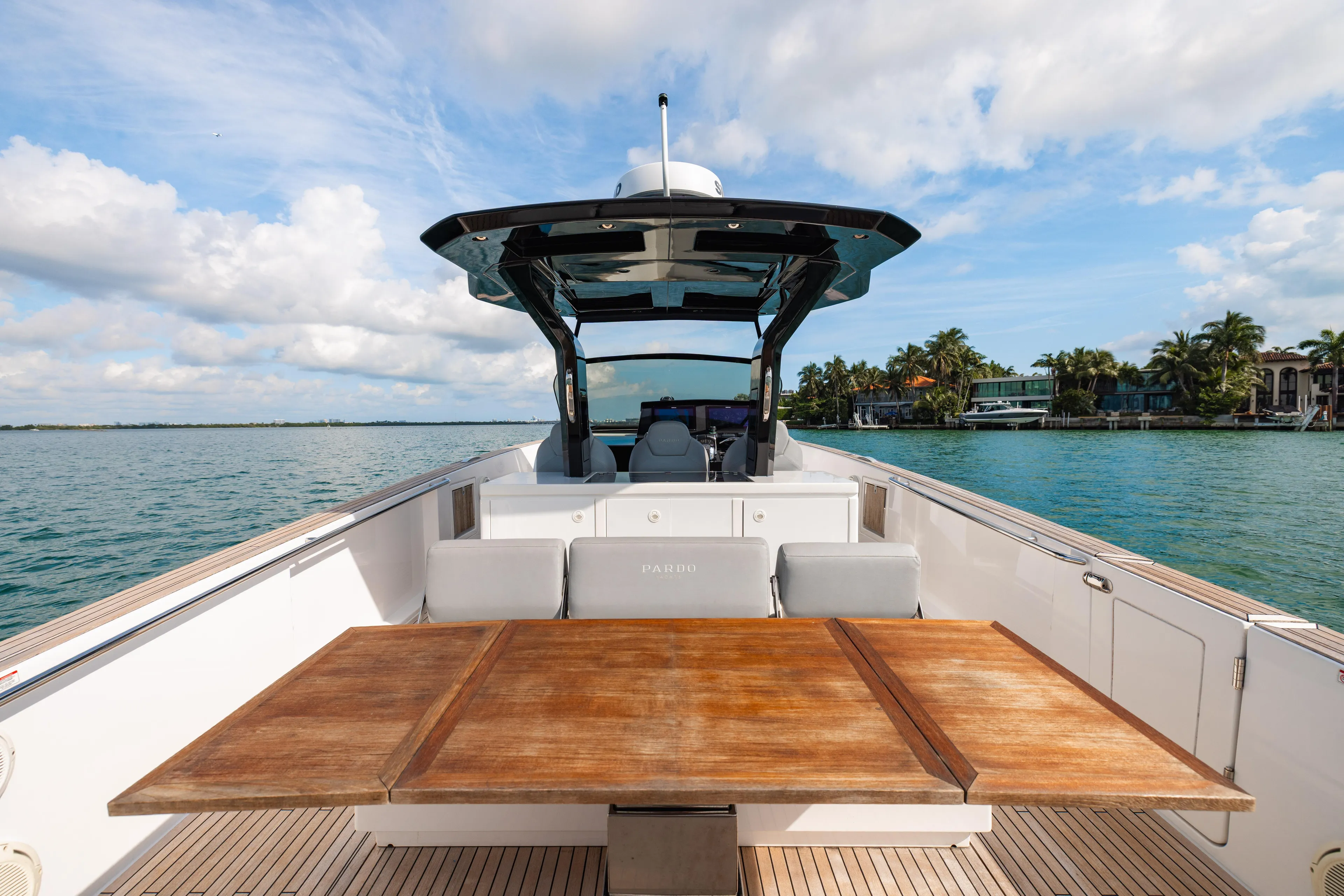 The Wolf Yacht Photos Pics 2021 Pardo Yachts 38 on serene water, featuring sleek design and spacious deck.