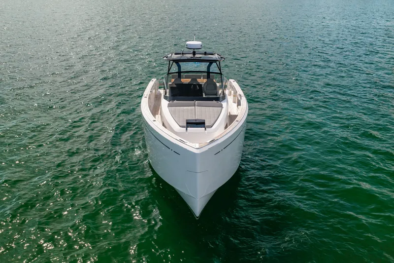 The Wolf Yacht Photos Pics 2021 Pardo Yachts 38 on open water, showcasing sleek design and luxury.