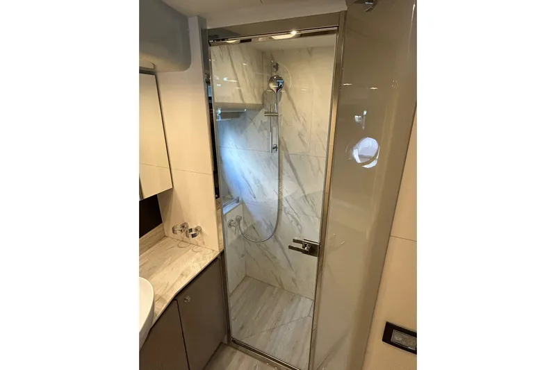 48 Navetta Yacht Photos Pics Luxurious bathroom in 2019 Absolute NAVETTA 48 yacht with marble shower.