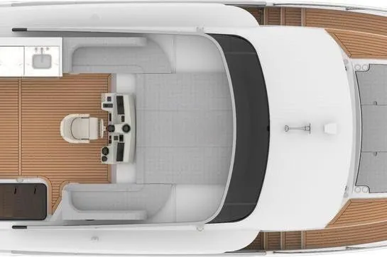 48 Navetta Yacht Photos Pics Overhead view of 2019 Absolute NAVETTA 48 yacht deck layout.