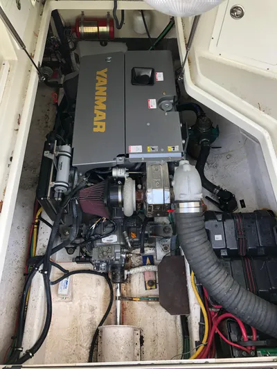 Act III Yacht Photos Pics Engine compartment of a 2008 Back Cove 29 boat with Yanmar engine.