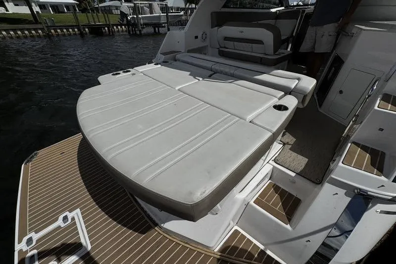  Yacht Photos Pics 2018 Regal 35 Sport Coupe boat with spacious rear seating and deck area.