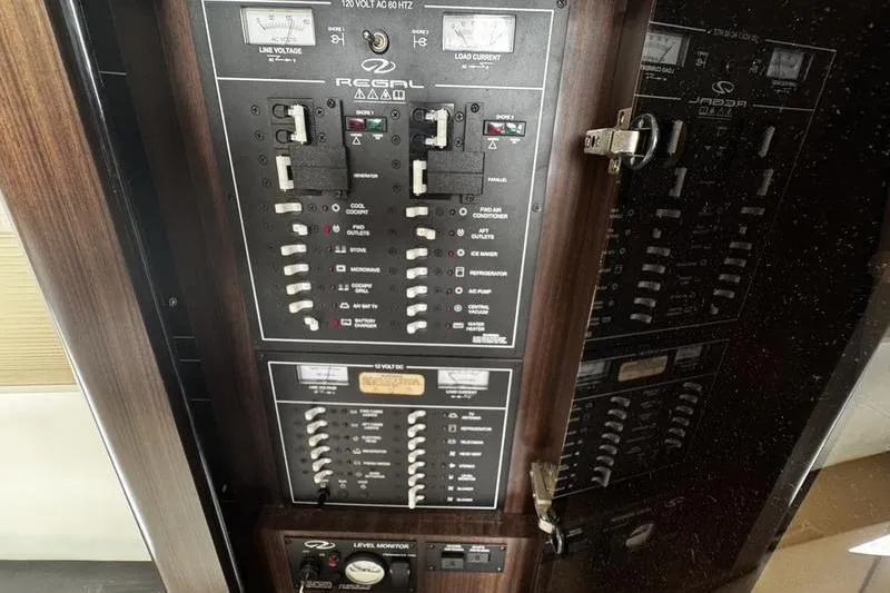  Yacht Photos Pics Electrical control panel of 2018 Regal 35 Sport Coupe boat.