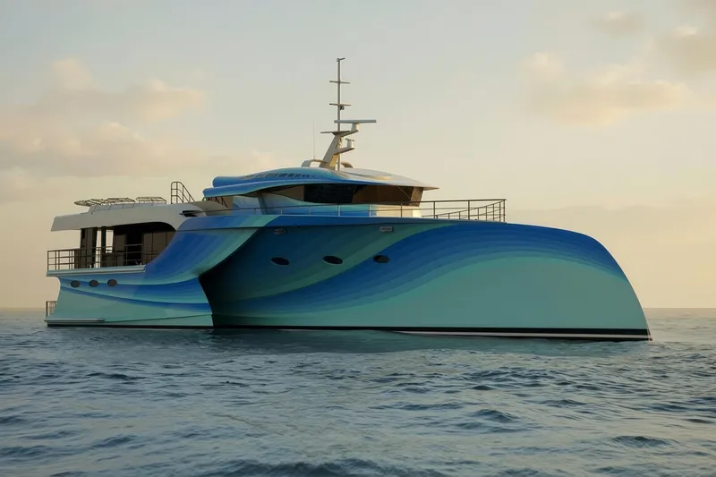 Deo Juvante Ts40 Yacht Photos Pics Futuristic Deo Juvante TS40 yacht, 2027 model, sailing on calm ocean waters.