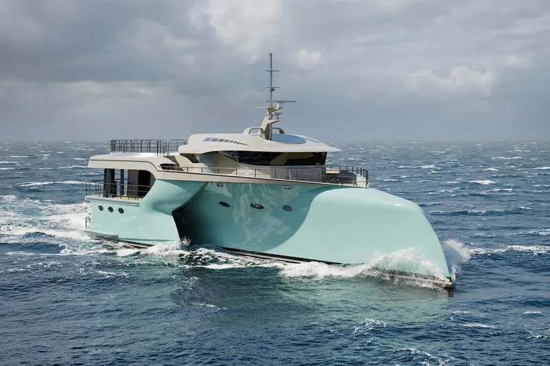 Deo Juvante Ts40 Yacht Photos Pics Futuristic Deo Juvante TS40 yacht navigating ocean waves, 2027 model.