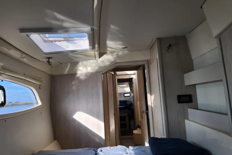 Cara Lynn Yacht Photos Pics Interior of a 2015 Leopard 44 catamaran, featuring modern design and natural light.