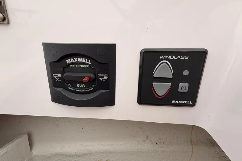  Yacht Photos Pics Maxwell windlass control panel on 2021 Axopar 37 XC Cross Cabin boat.