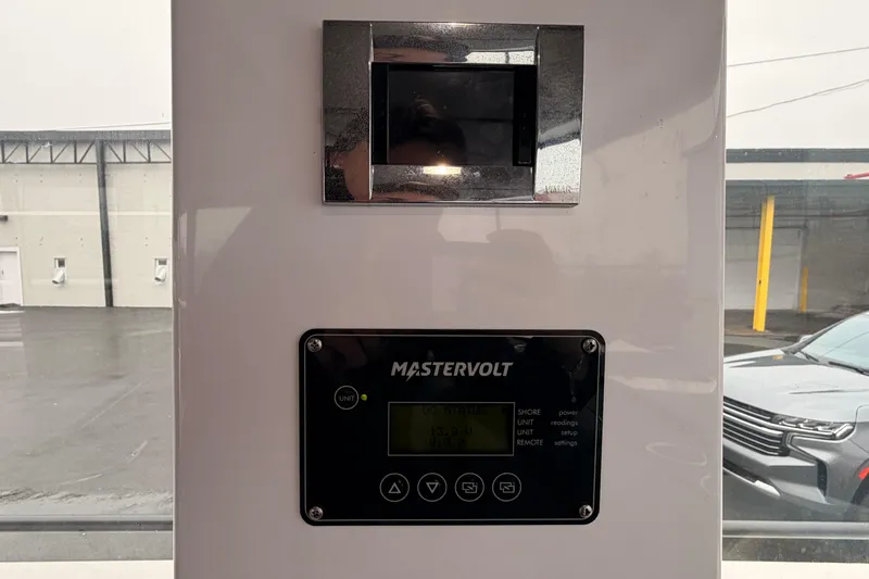  Yacht Photos Pics Control panel of a 2021 Axopar 37 XC Cross Cabin boat with Mastervolt display.