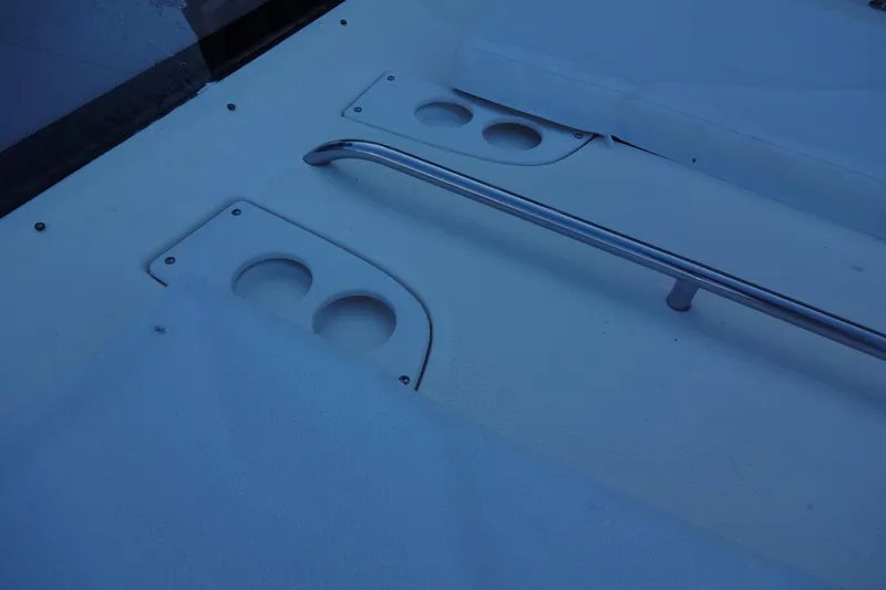 Lit Up Yacht Photos Pics 2007 Meridian 459 yacht deck with cup holders and railing.