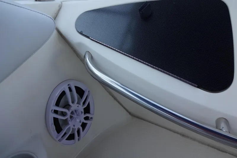 Lit Up Yacht Photos Pics Interior detail of 2007 Meridian 459 yacht, featuring speaker and stainless steel handrail.