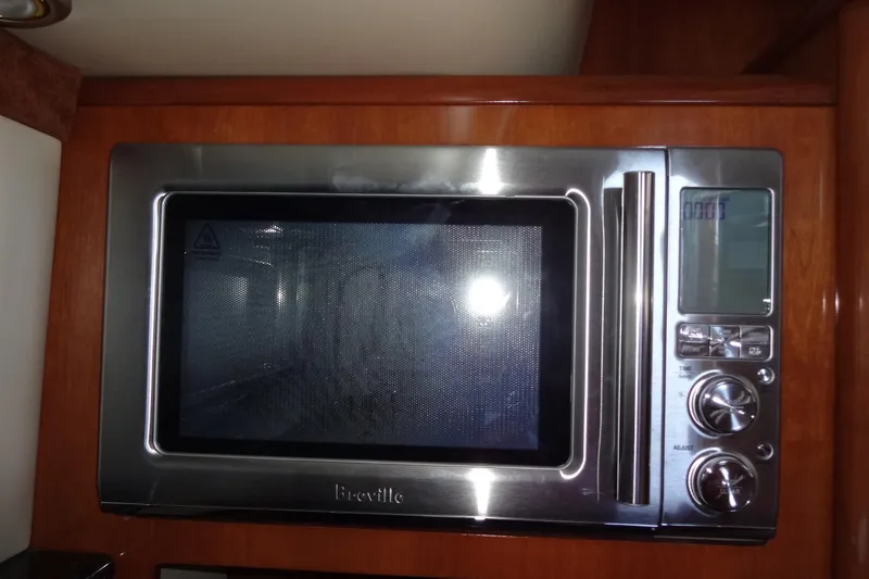 Lit Up Yacht Photos Pics Stainless steel Breville microwave in a 2007 Meridian 459 yacht kitchen.