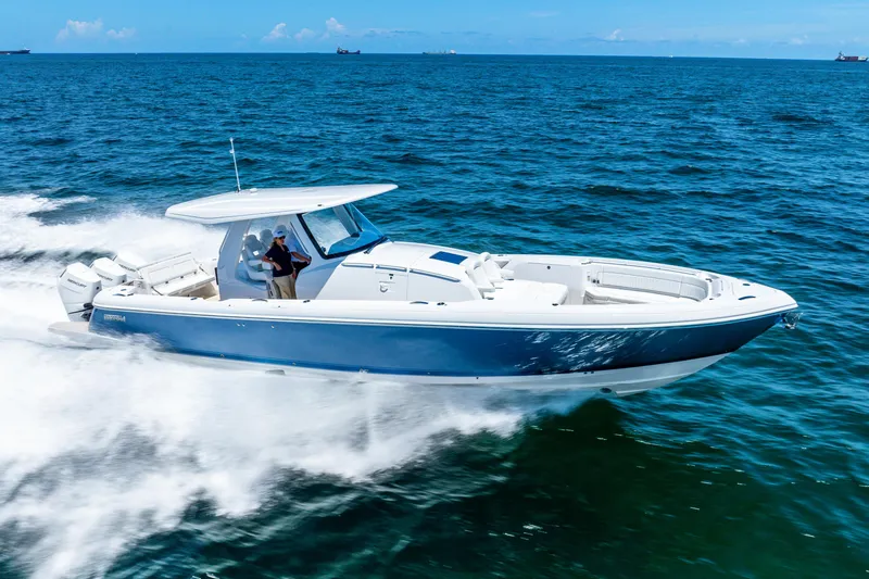  Yacht Photos Pics 2025 Intrepid 41 Panacea cruising on open ocean waters.